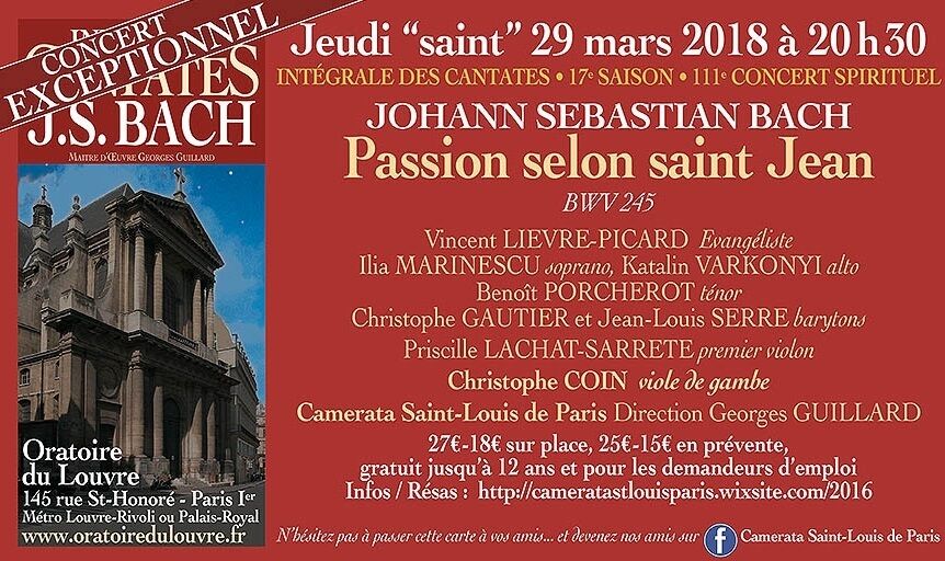 Passion selon Saint Jean BWV 245 de J.S. Bach