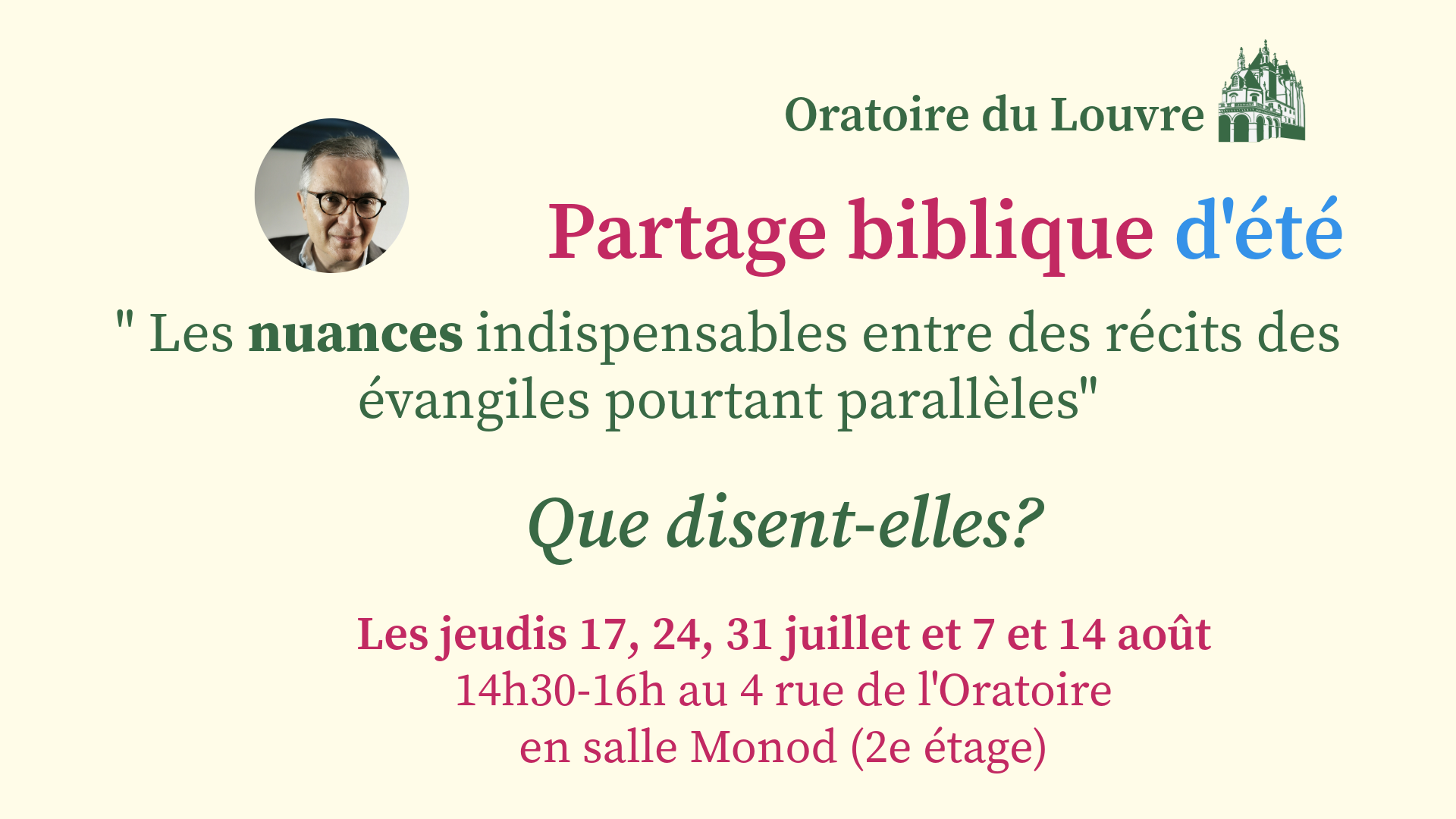 Partage biblique de l’été 2025