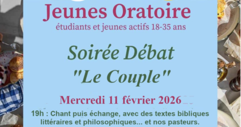 JEUNES ORATOIRE-  » LE COUPLE » –  11 FÉVRIER – 19H TEMPLE