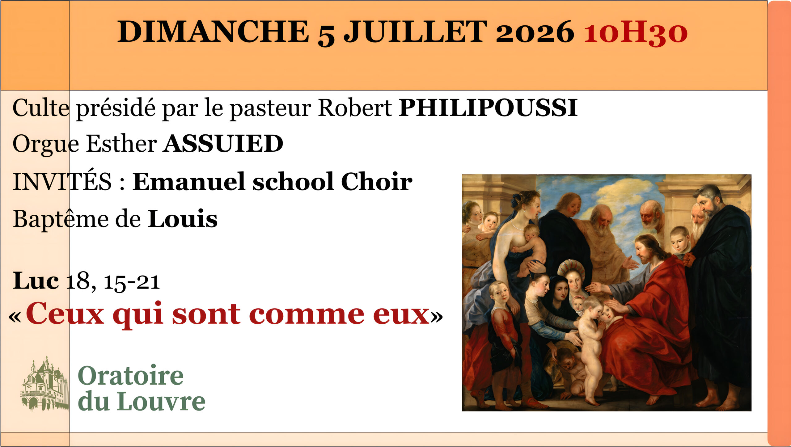 CULTE 5 JUILLET  2026 « CEUX QUI SONT COMME EUX »