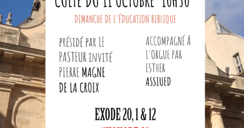 CULTE DU 11 OCTOBRE  2026 « HONORE?  » EXODE 20, 1 & 2